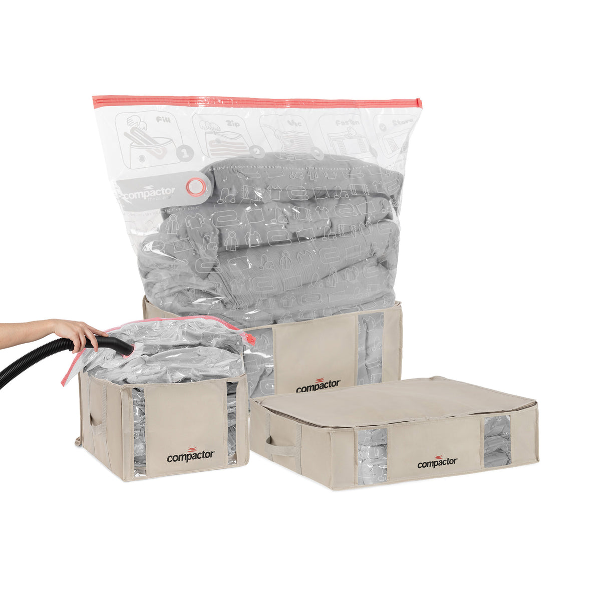 Lot 3 housses de rangement sous vide M-L-XXL