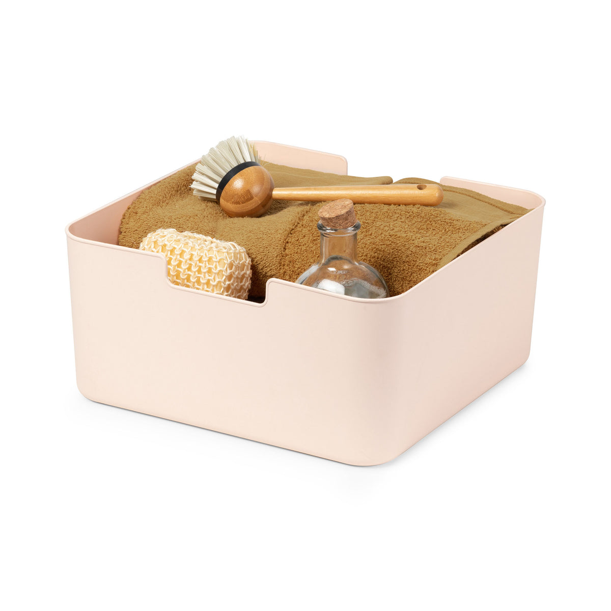 Caisse de rangement rose en fibre de bambou