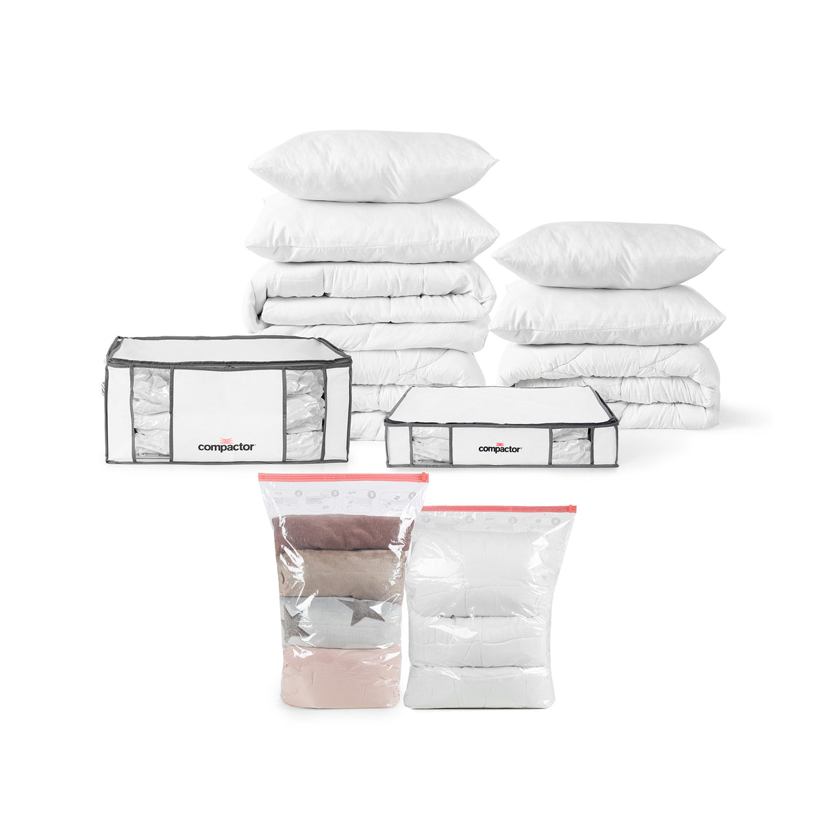 Lot de 2 housses de rangement sous vide + 2 sacs de rangement sous vide M + L