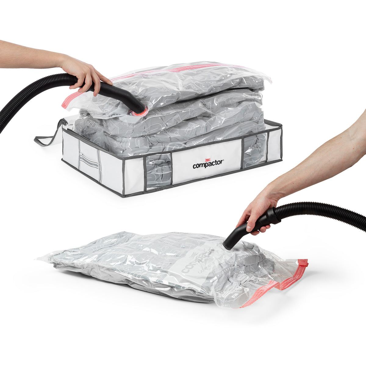 Lot de 2 housses de rangement sous vide + 2 sacs de rangement sous vide M + L