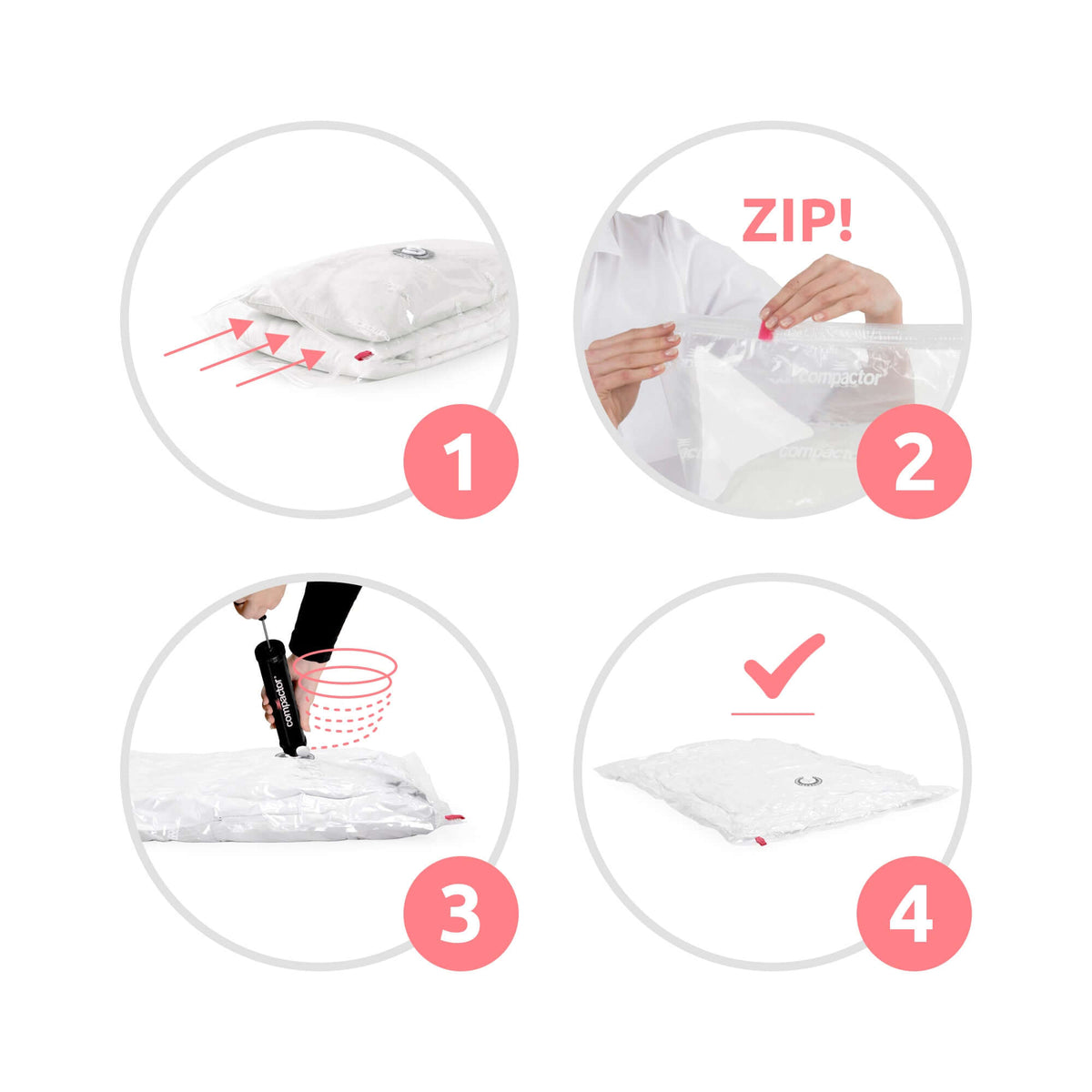 Set di 10 sacchetti sottovuoto L AspiSpace + pompa manuale