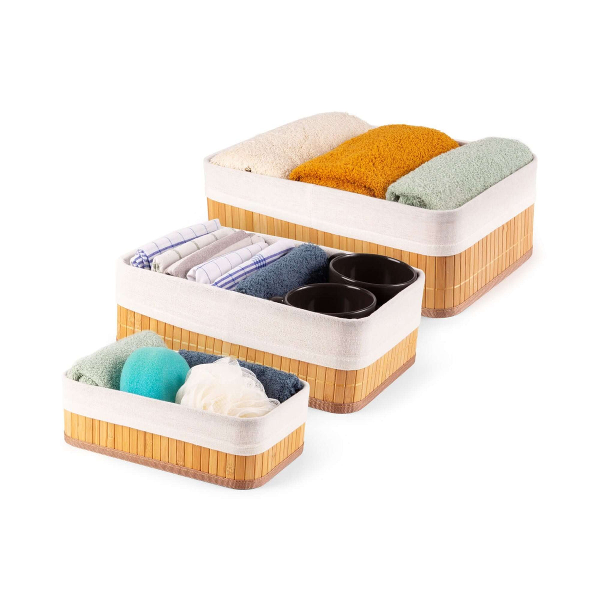 Lot 3 paniers rangement bambou