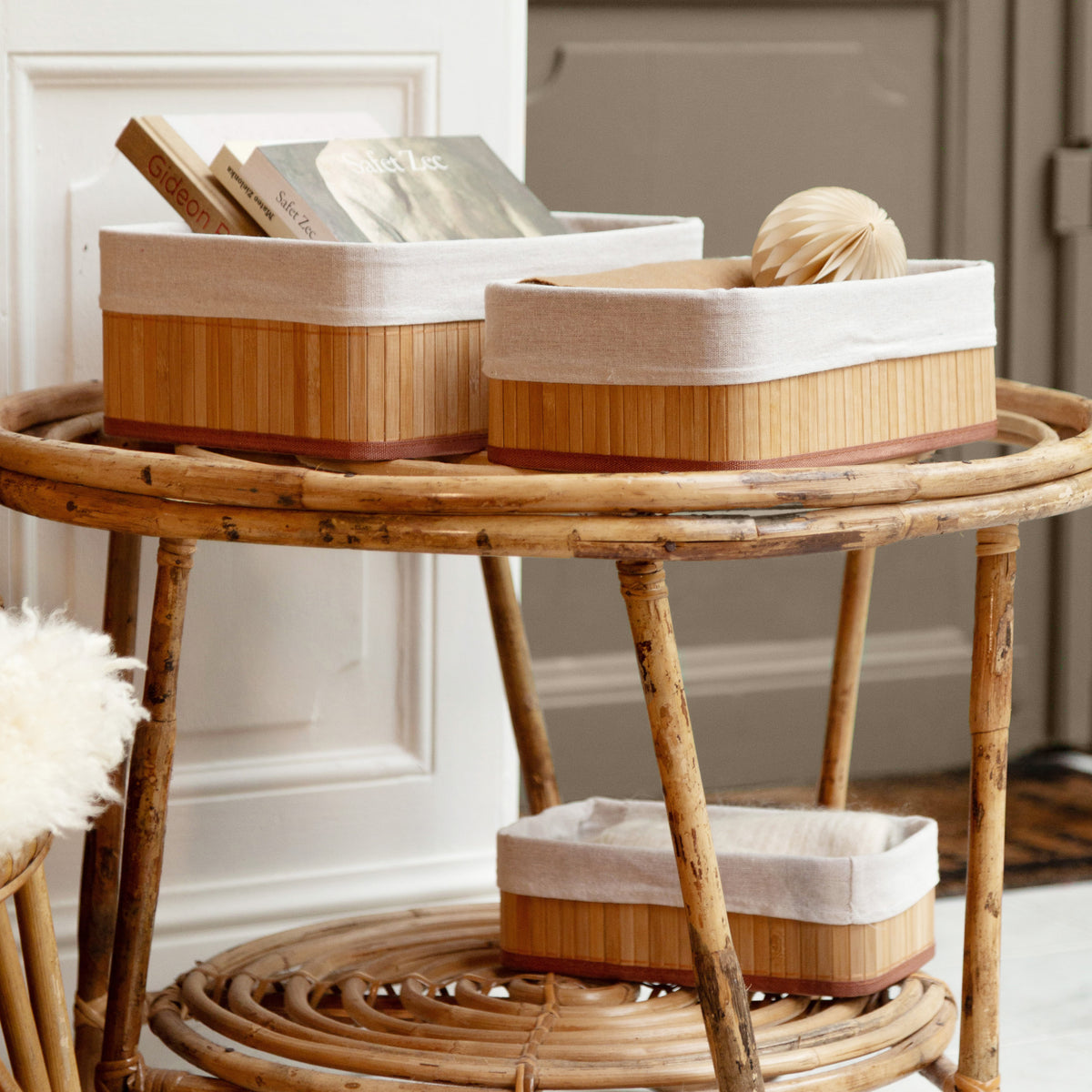 Lot 3 paniers rangement bambou