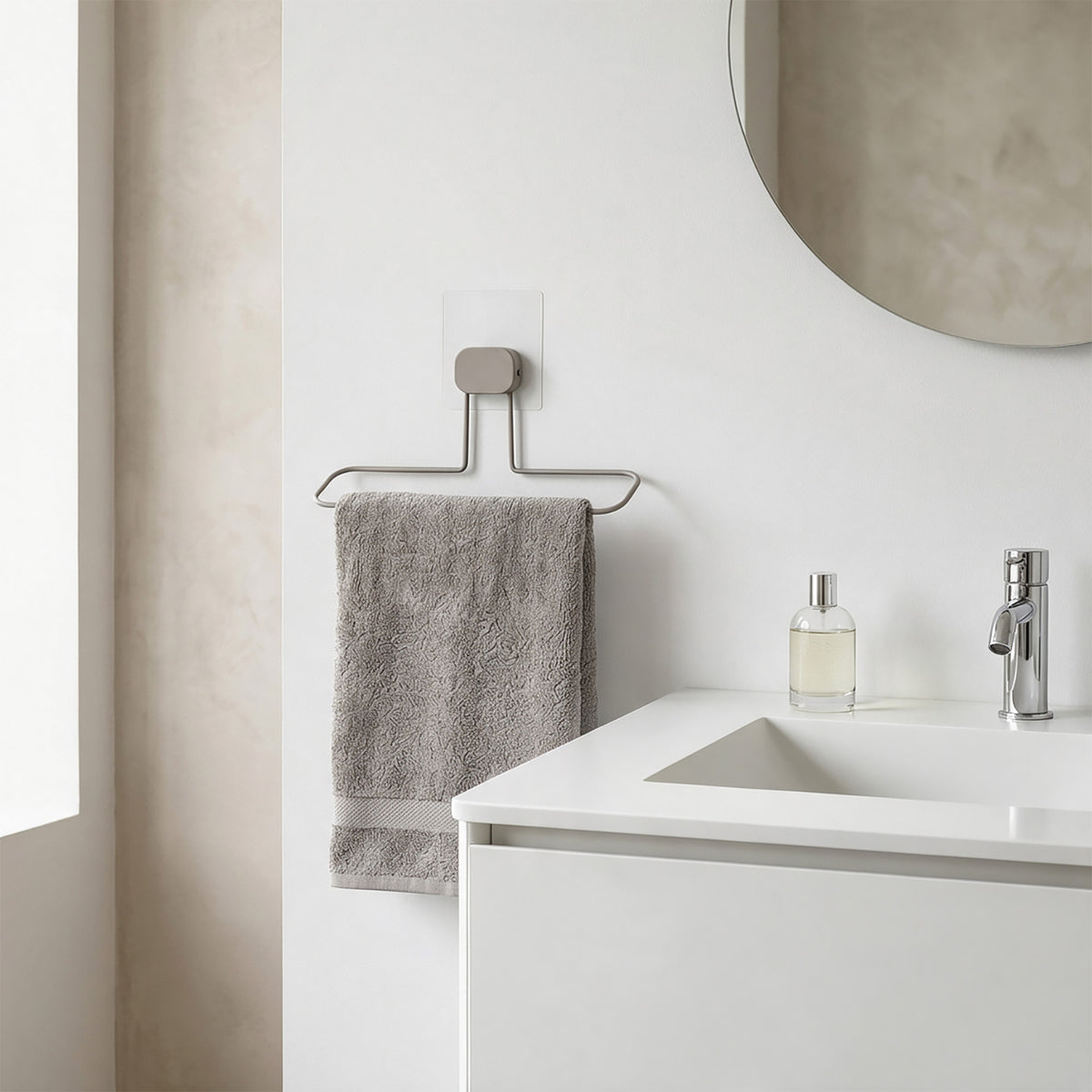 Petit porte serviette auto-adhésif beige