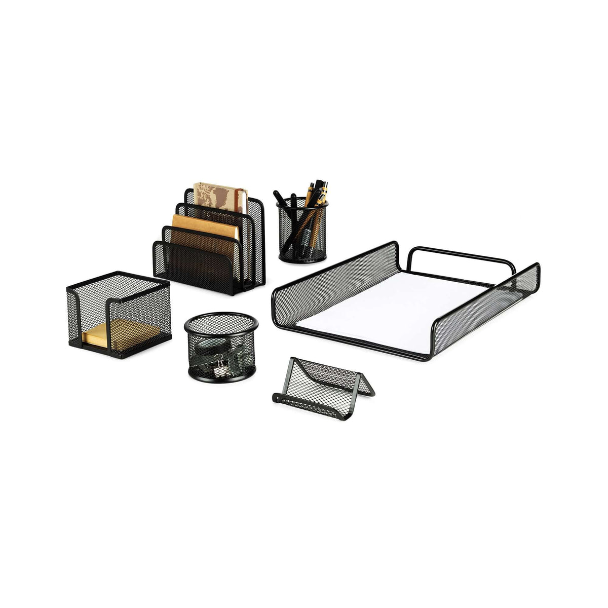 Set di 6 organizer da scrivania Wayne Nero
