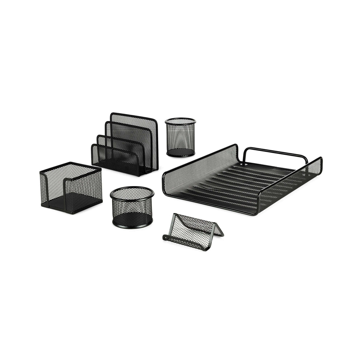 Set di 6 organizer da scrivania Wayne Nero