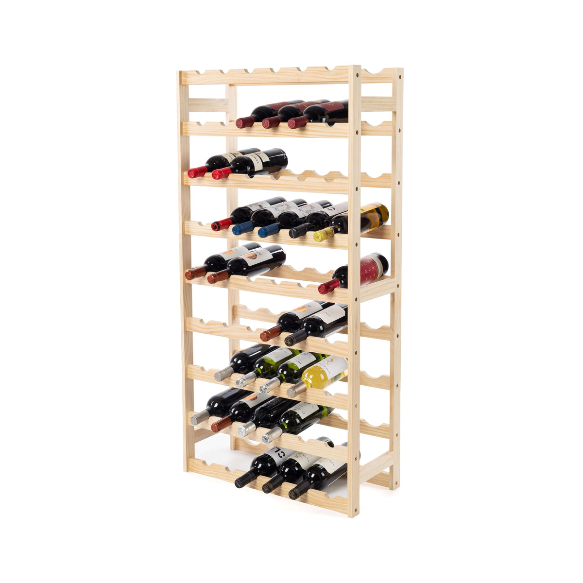 Range bouteilles en bois de pin