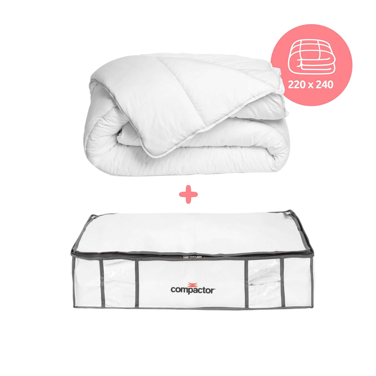 Pack piumone 220x240 cm + custodia sottovuoto L