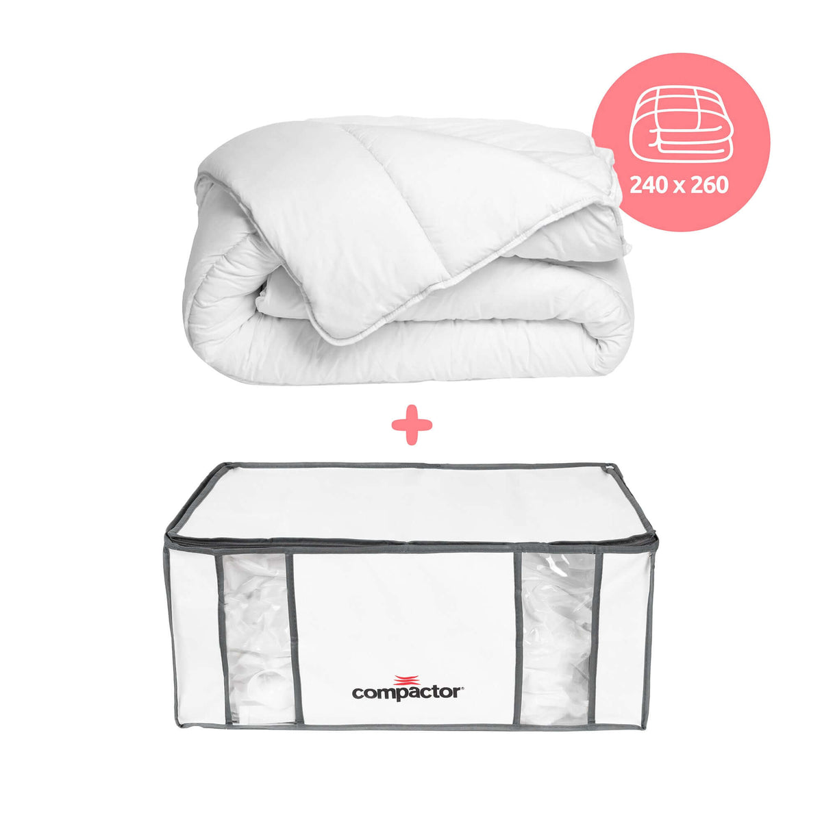 Pack couette 260x240 cm + housse rangement sous vide XXL