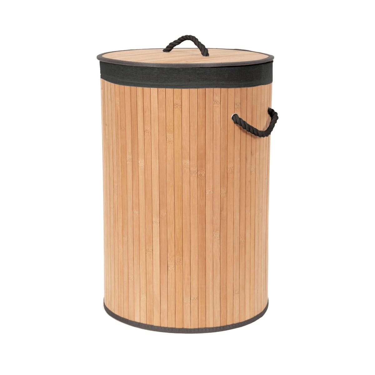 Panier à linge rond en bambou avec couvercle