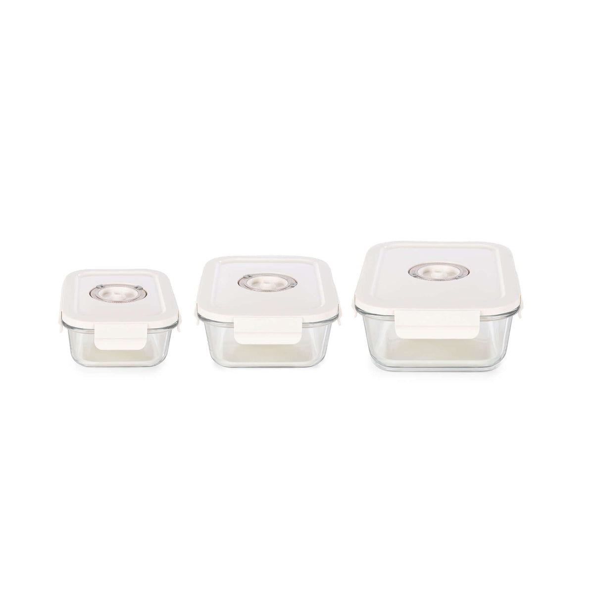 Lot 3 boîtes alimentaires sous vide en verre + pompe + dateur