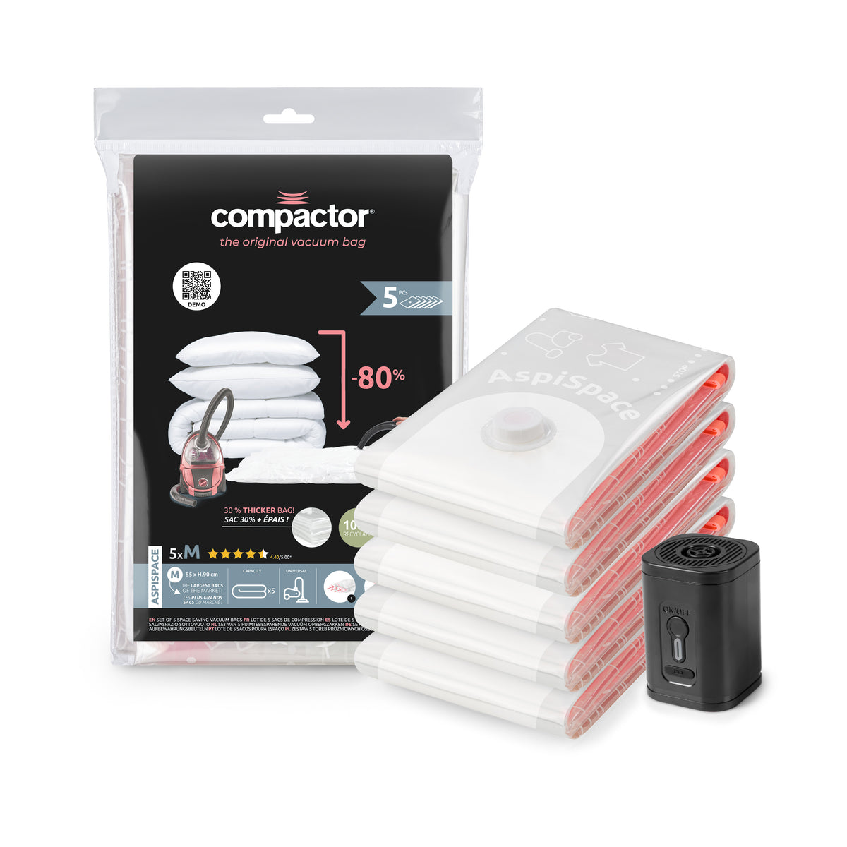 Lot 5 sacs sous vide M + Pompe électrique
