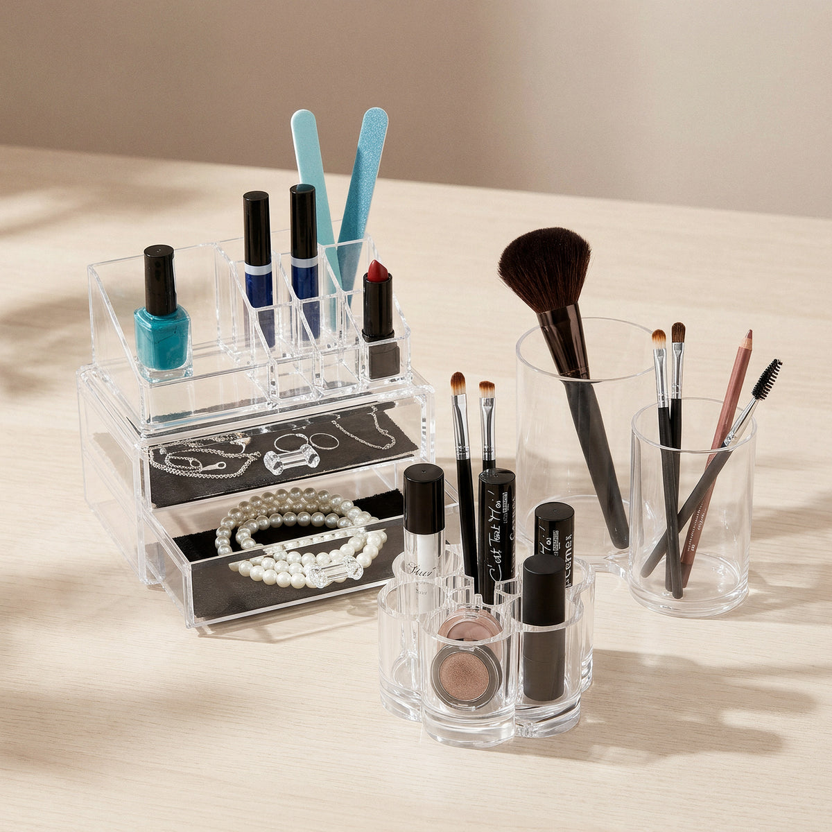 Set da 3 organizer per trucco e cosmetici