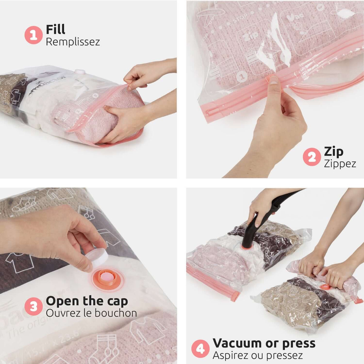 Lot 2 sacs rangement sous vide Vac&Roll