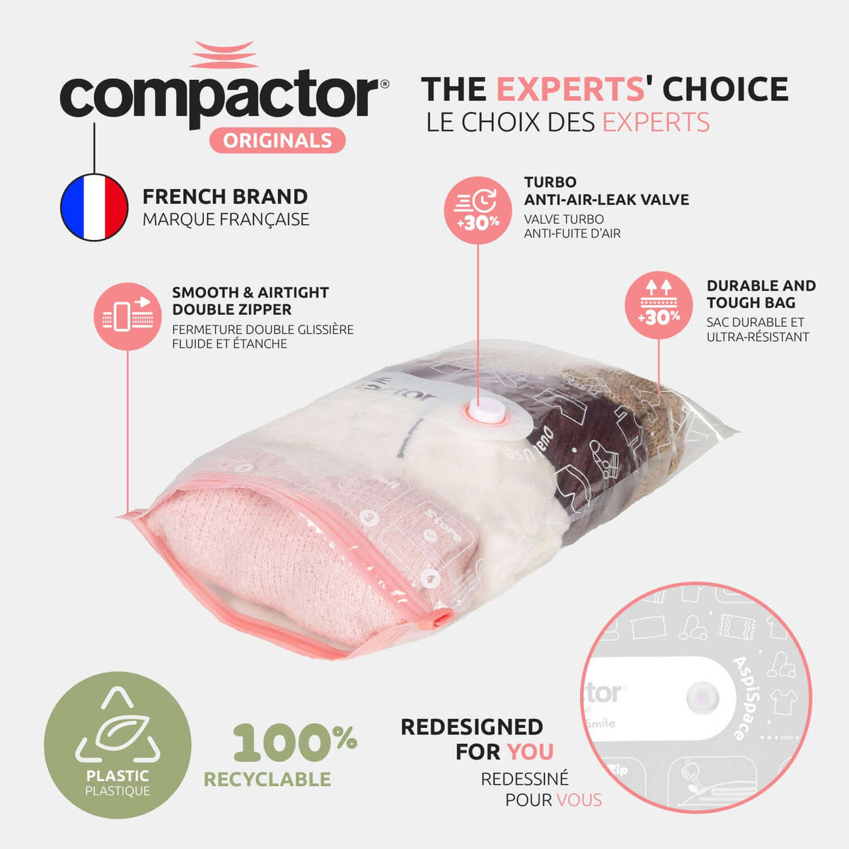 Lot 2 sacs rangement sous vide Vac&Roll