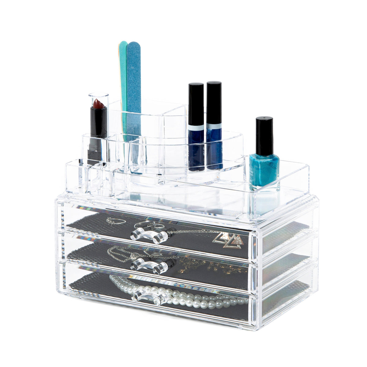 Organizer per trucco e cosmetici con 3 cassetti