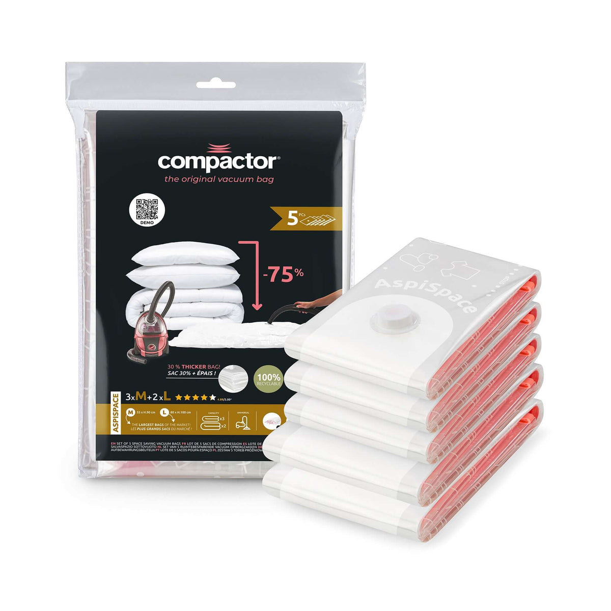 Set 5 sacchetti sottovuoto Aspispace M+L