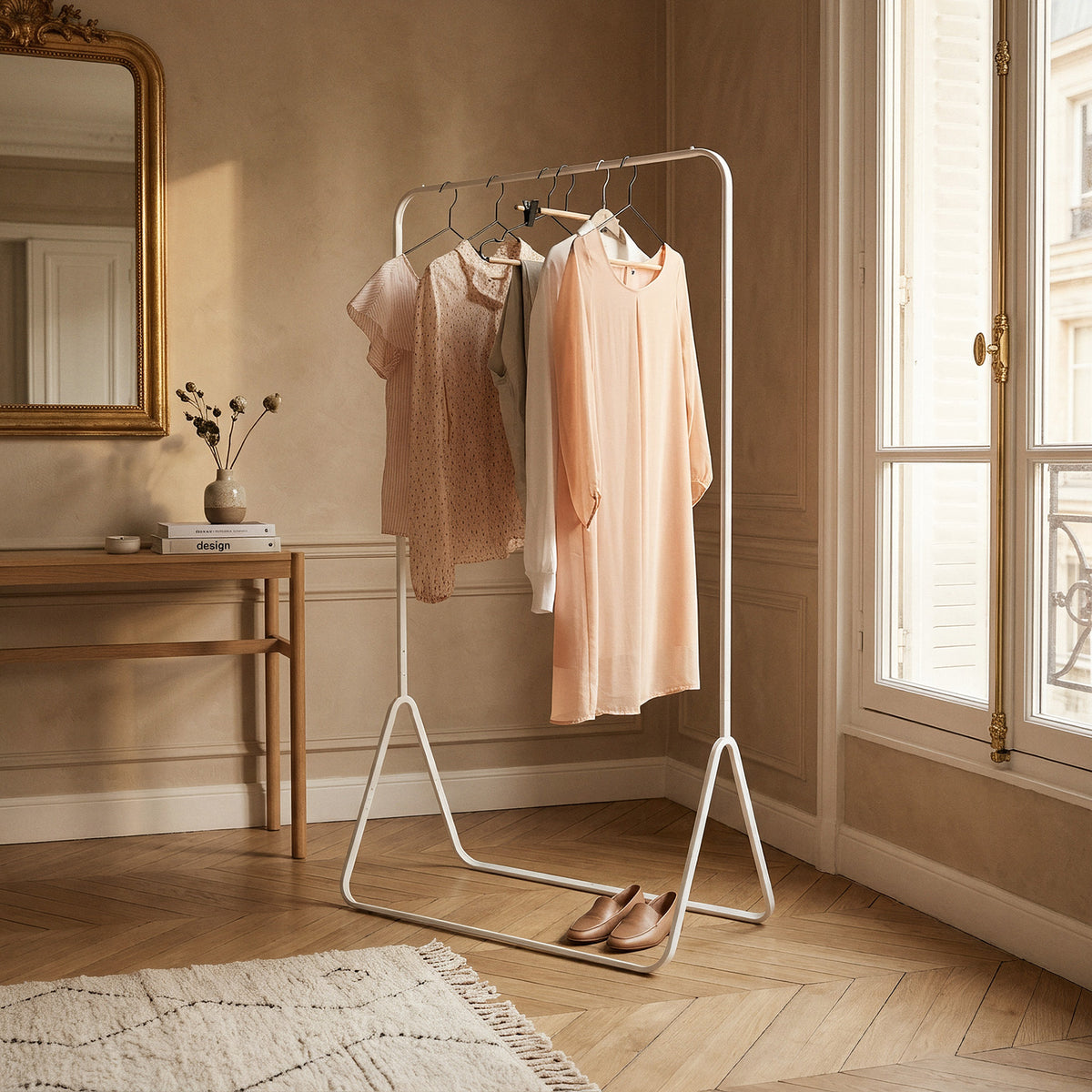Niels white metal clothes rack