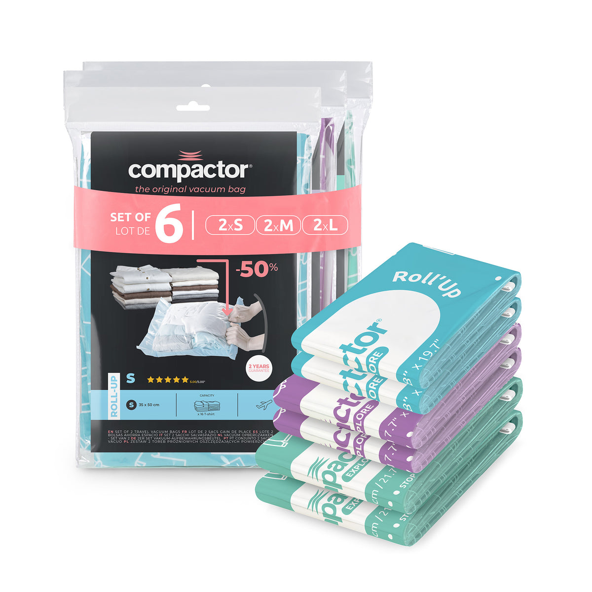 Lot 6 sacs sous vide de voyage Roll-up
