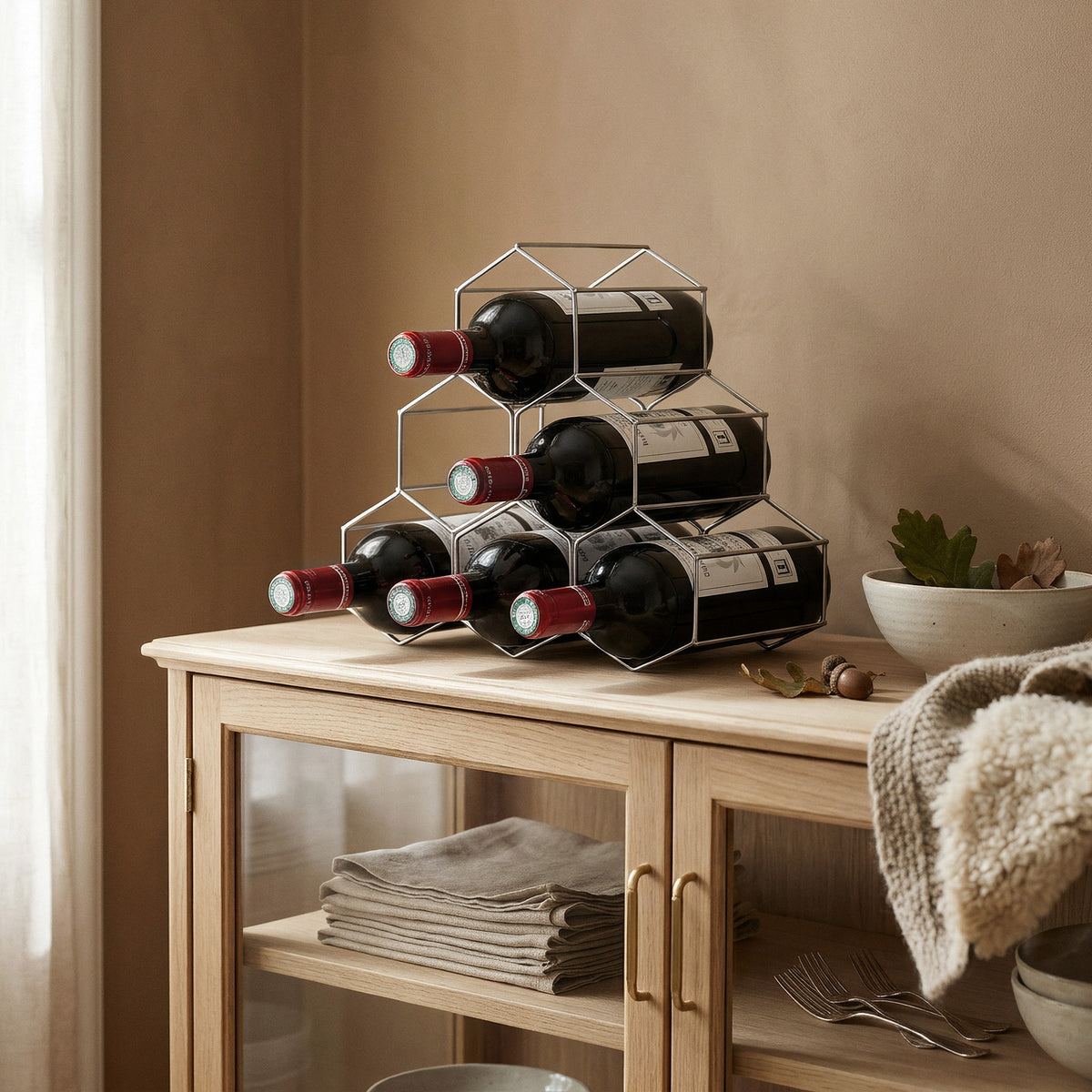 Range bouteilles en métal Hexa