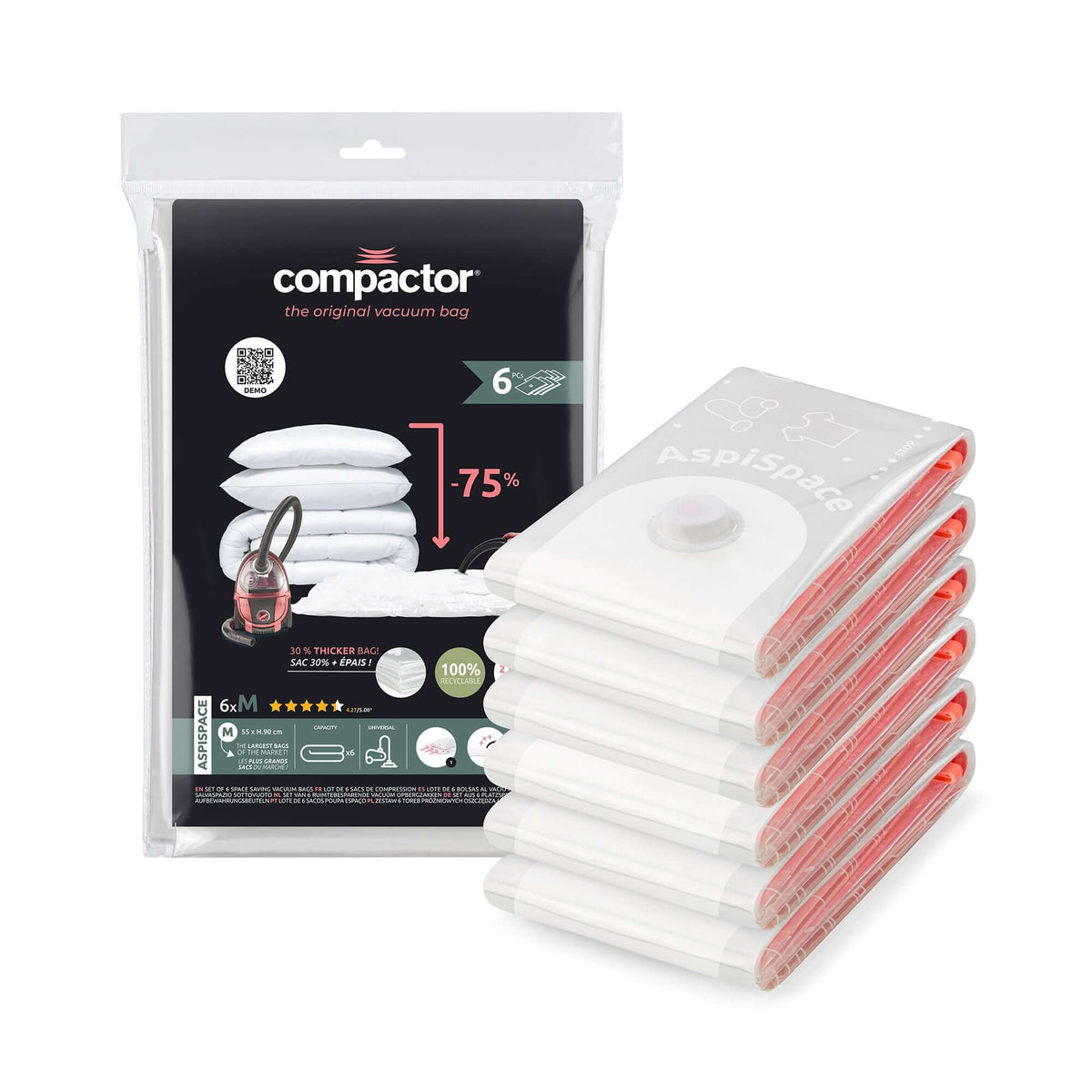 Lot 6 sacs rangement sous vide AspiSpace