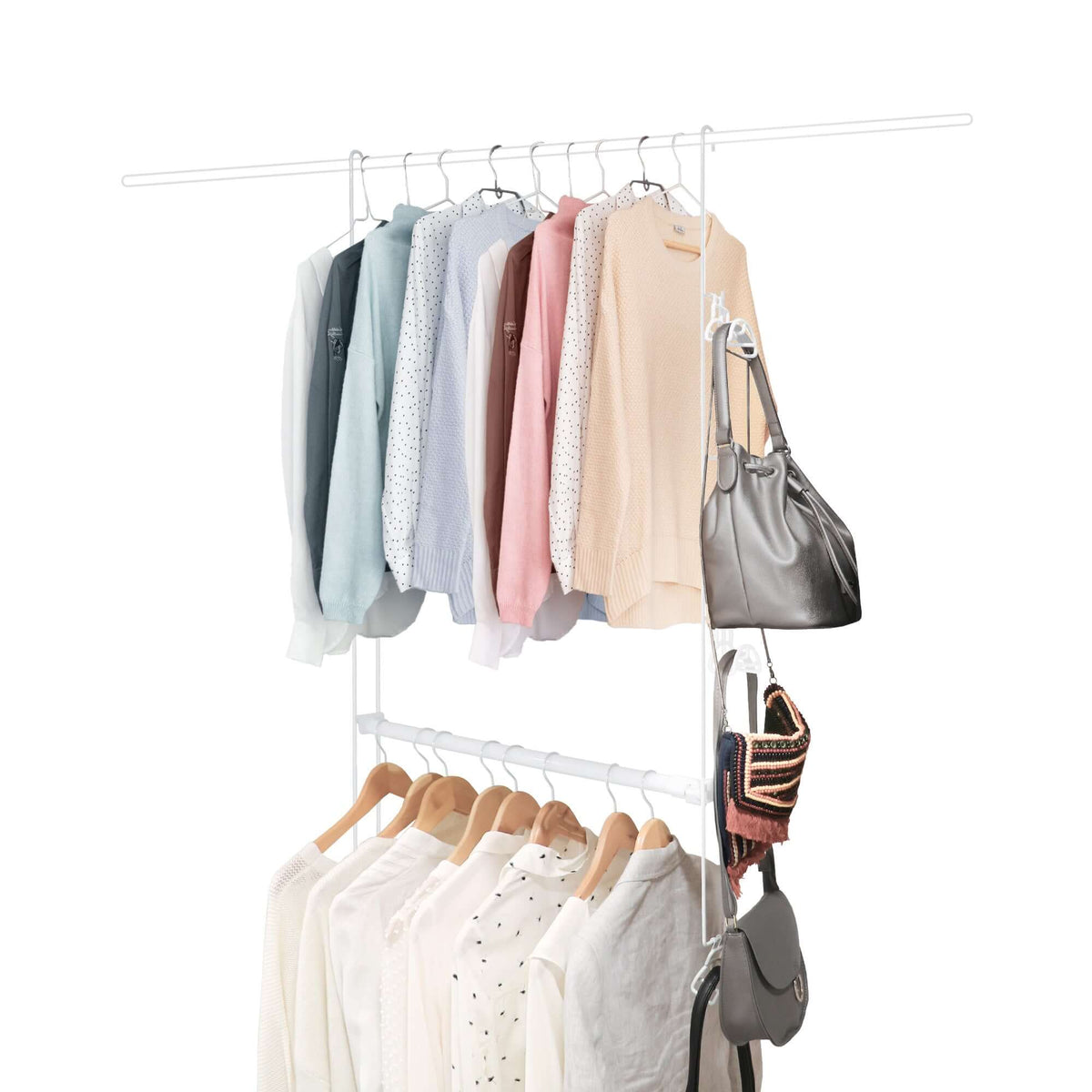 Kit optimizador vestidor colgante de metal blanco Xtend