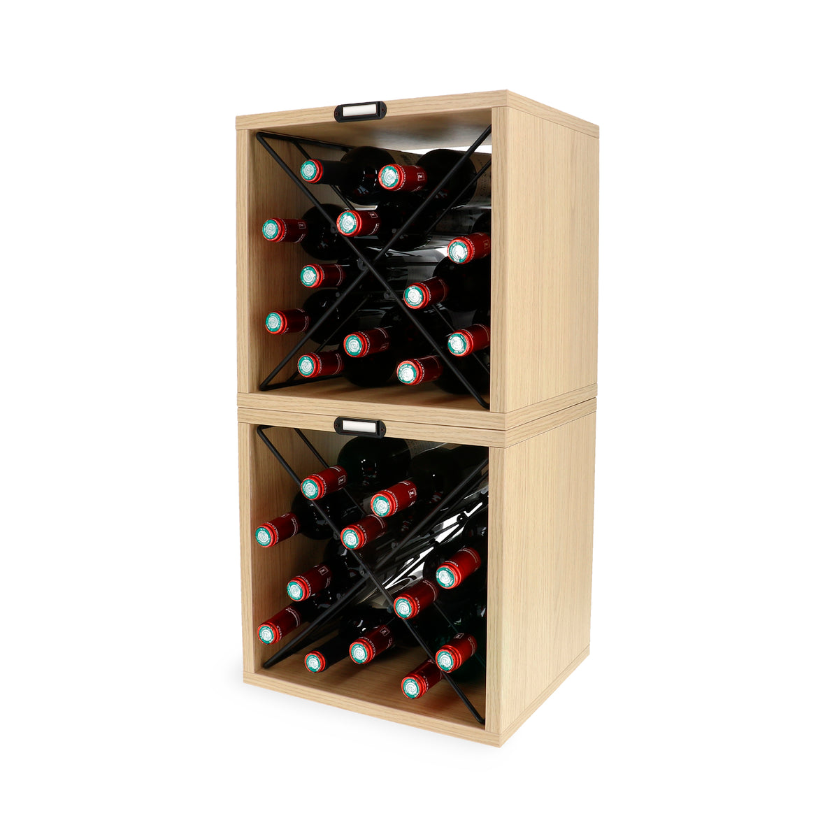 Portabottiglie in legno e metallo