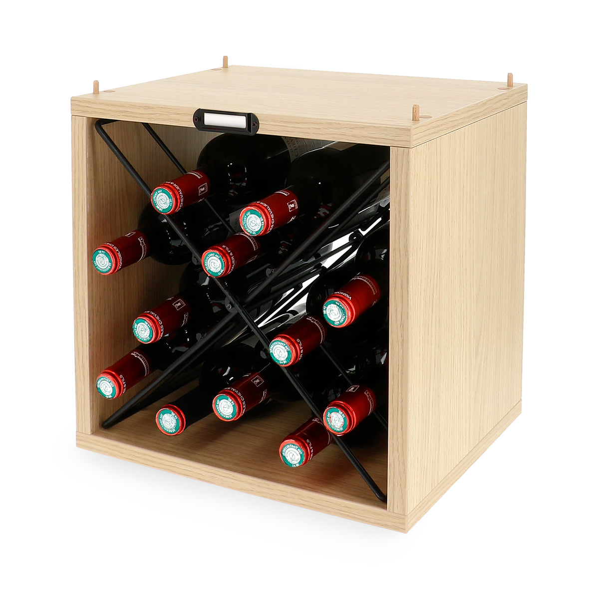 Portabottiglie in legno e metallo