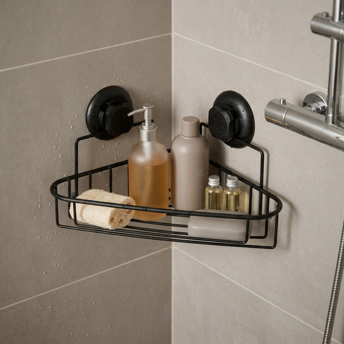 Etagère d'angle ventouses auto-adhésives