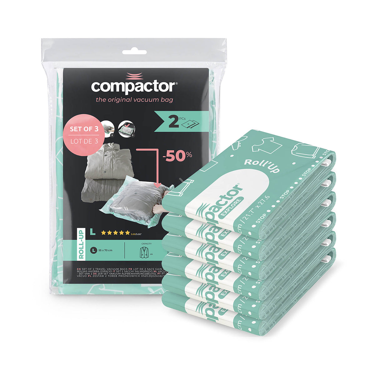 Lot 6 sacs sous vide de voyage Roll-up
