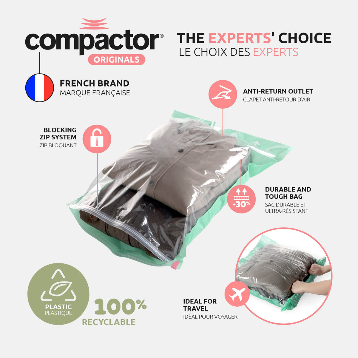 Lot 6 sacs sous vide de voyage Roll-up