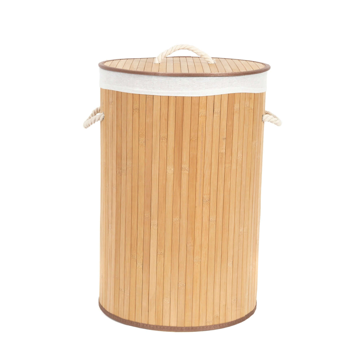 Panier à linge rond en bambou avec couvercle
