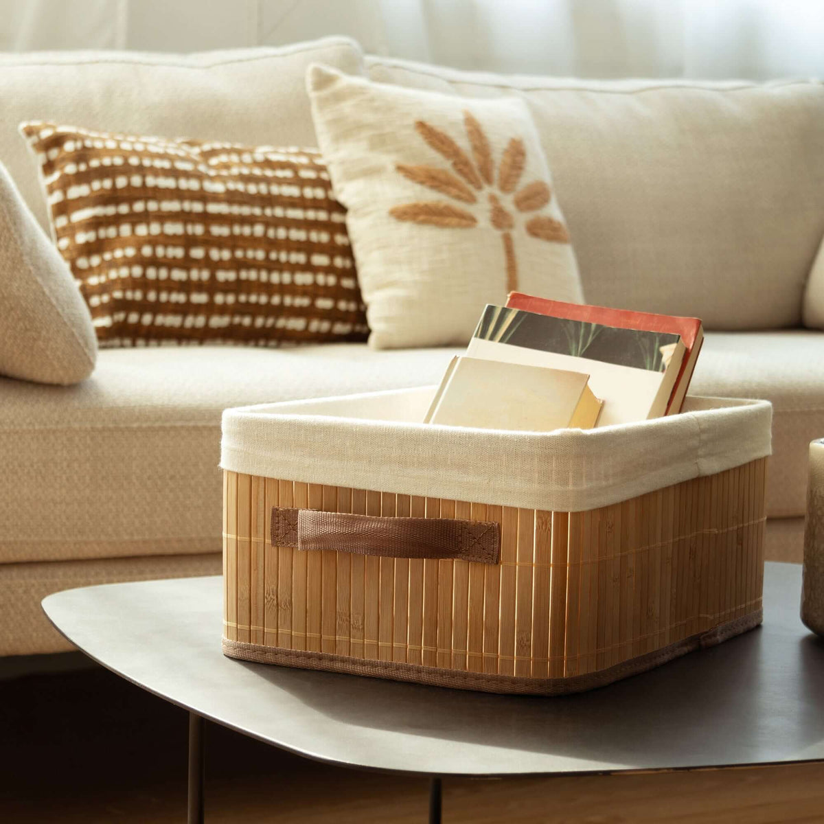 Panier de rangement pliable en bambou