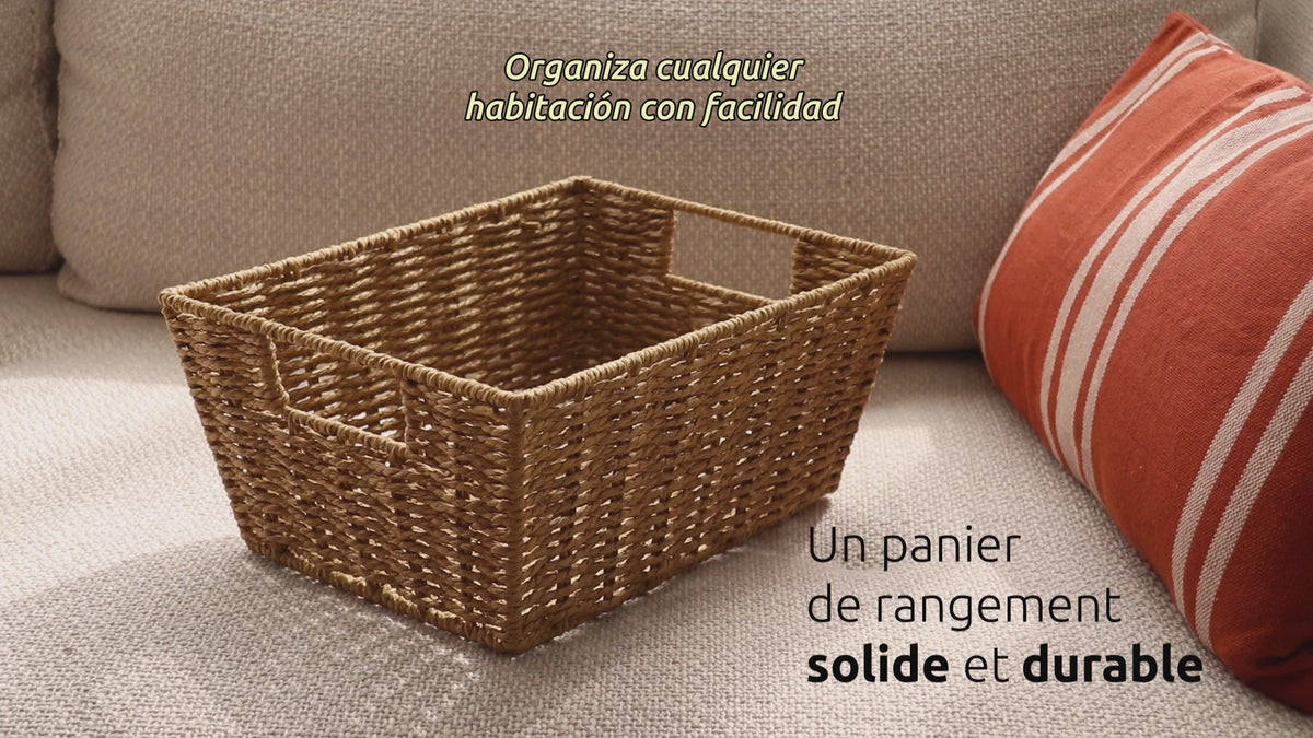 Charger la vidéo : Panier de rangement papier tressé Etna