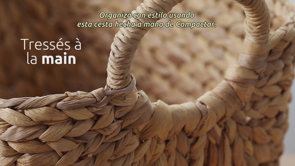 Charger la vidéo : Panier de rangement en jacinthe d’eau tressée Caracas