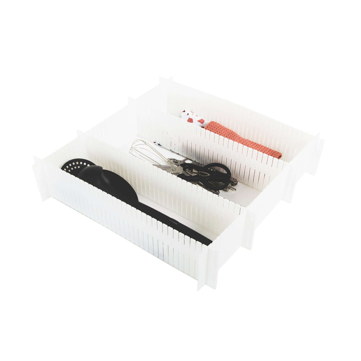 Juego de 12 placas regulables para organizar cajones blancos Free