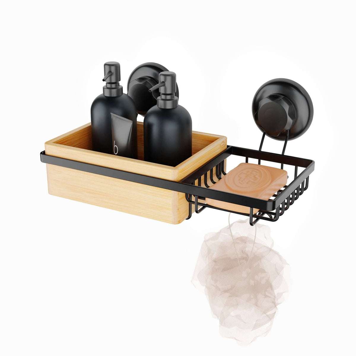 Etagère de douche avec porte savon à ventouses Bestlock Spa noire