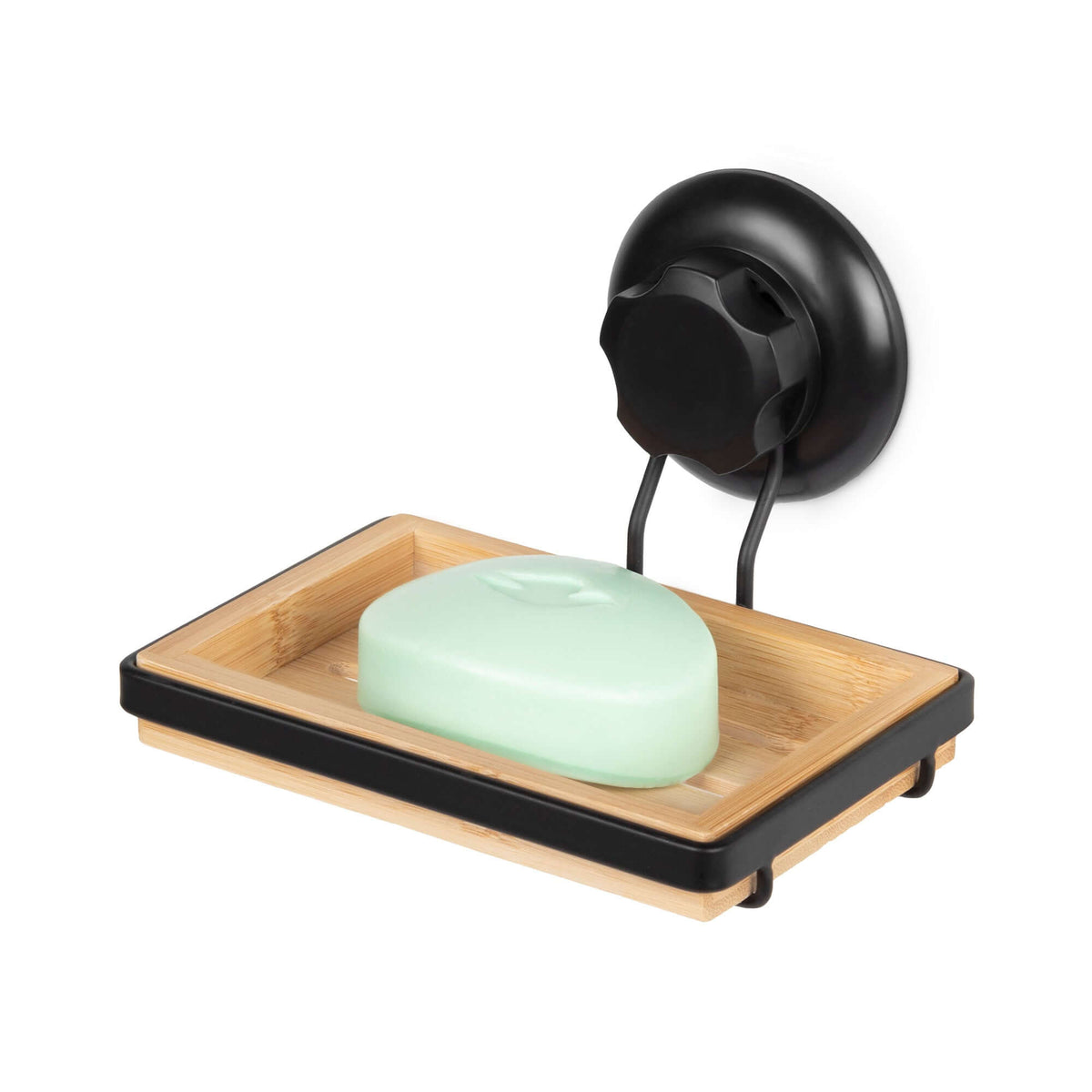 Porta sapone da muro in bambù con ventosa Bestlock Spa nero