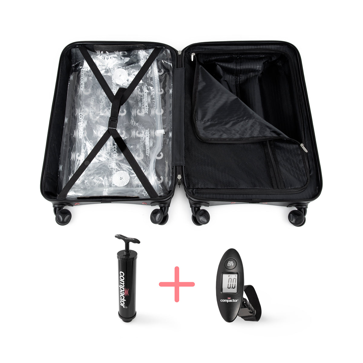 Valise gain de place L + pèse valise + pompe manuelle