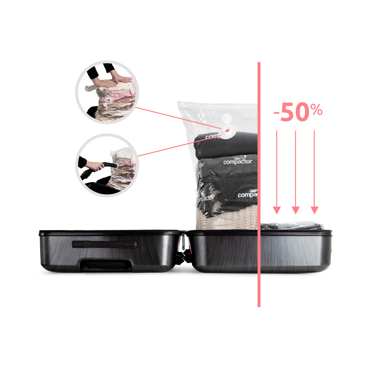 Valise gain de place XL + pèse valise + pompe manuelle