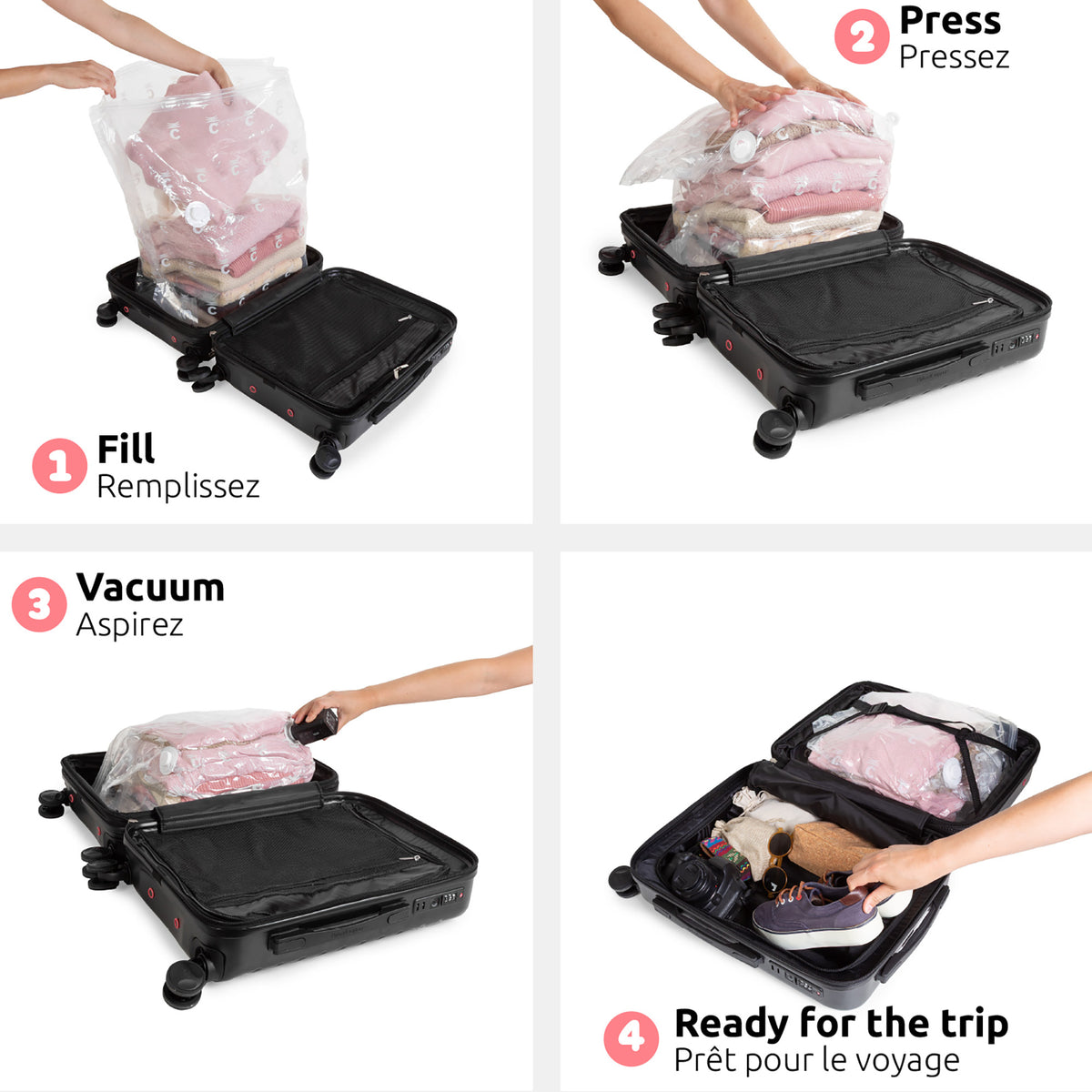 Valise cabine gain de place + pèse valise + pompe manuelle