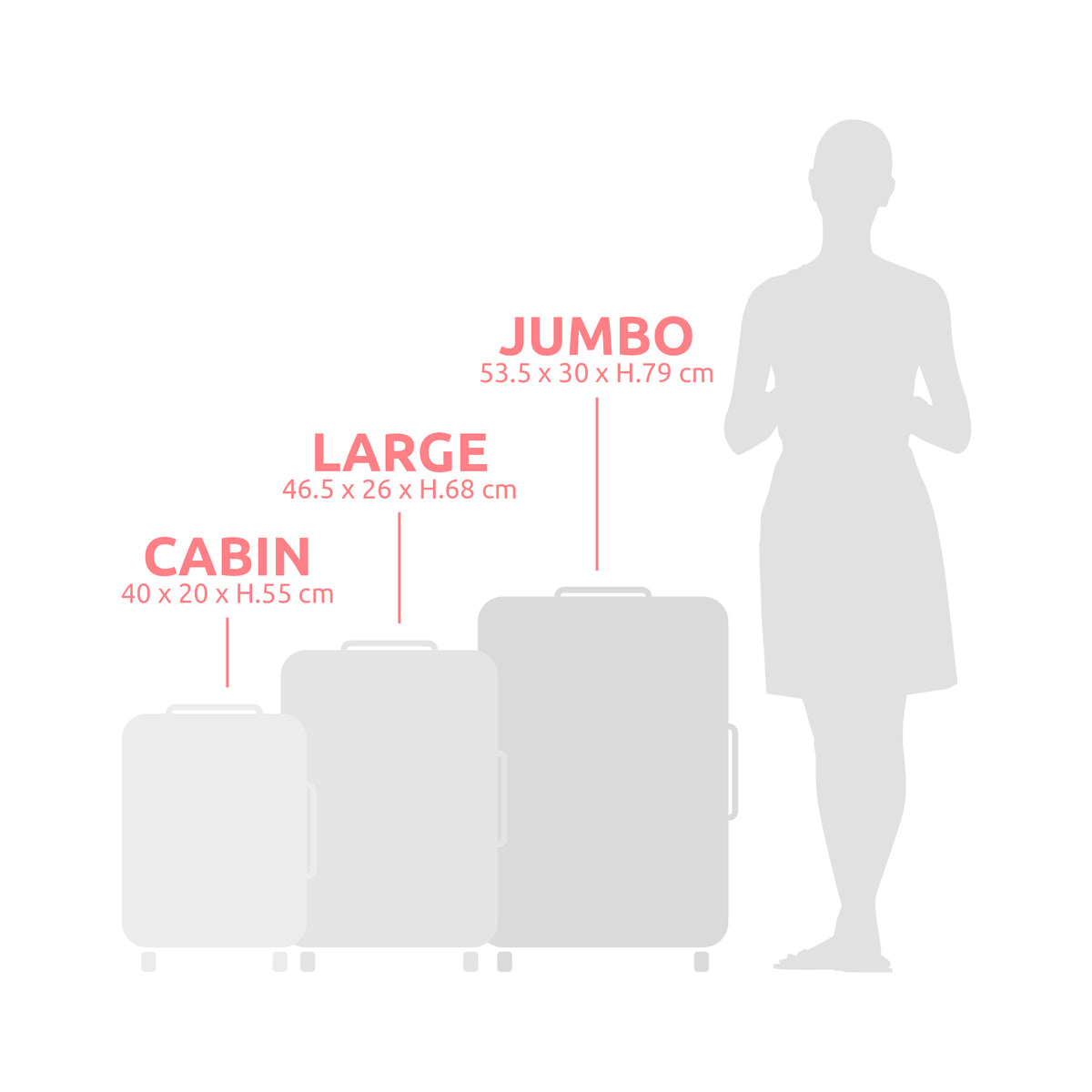 Set of 3 space-saving cabin suitcases - L-XL