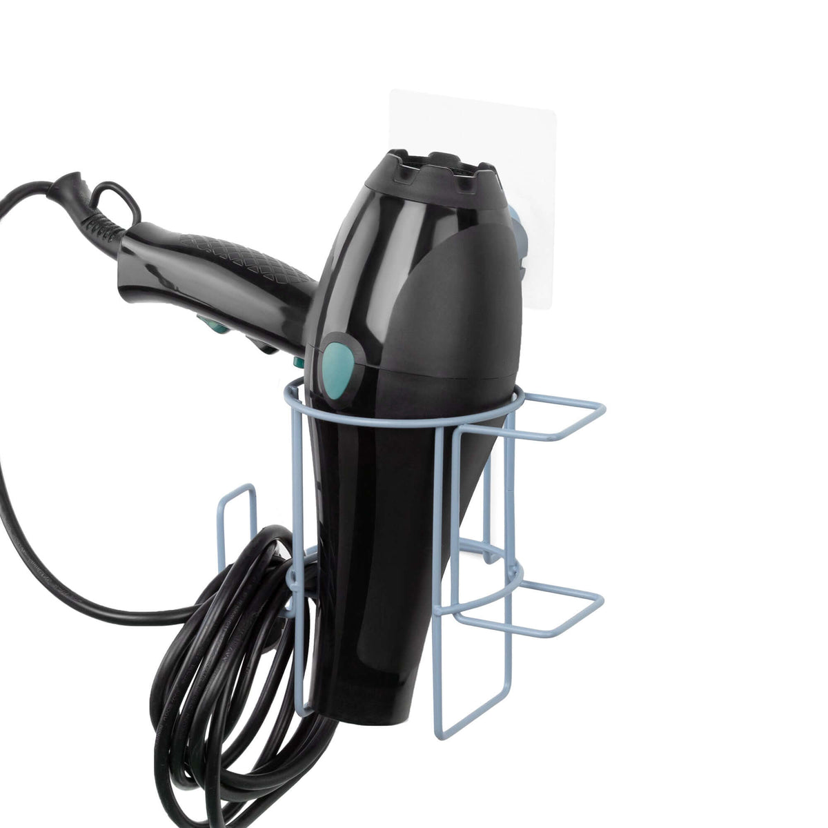 Porte sèche-cheveux auto-adhésif bleu