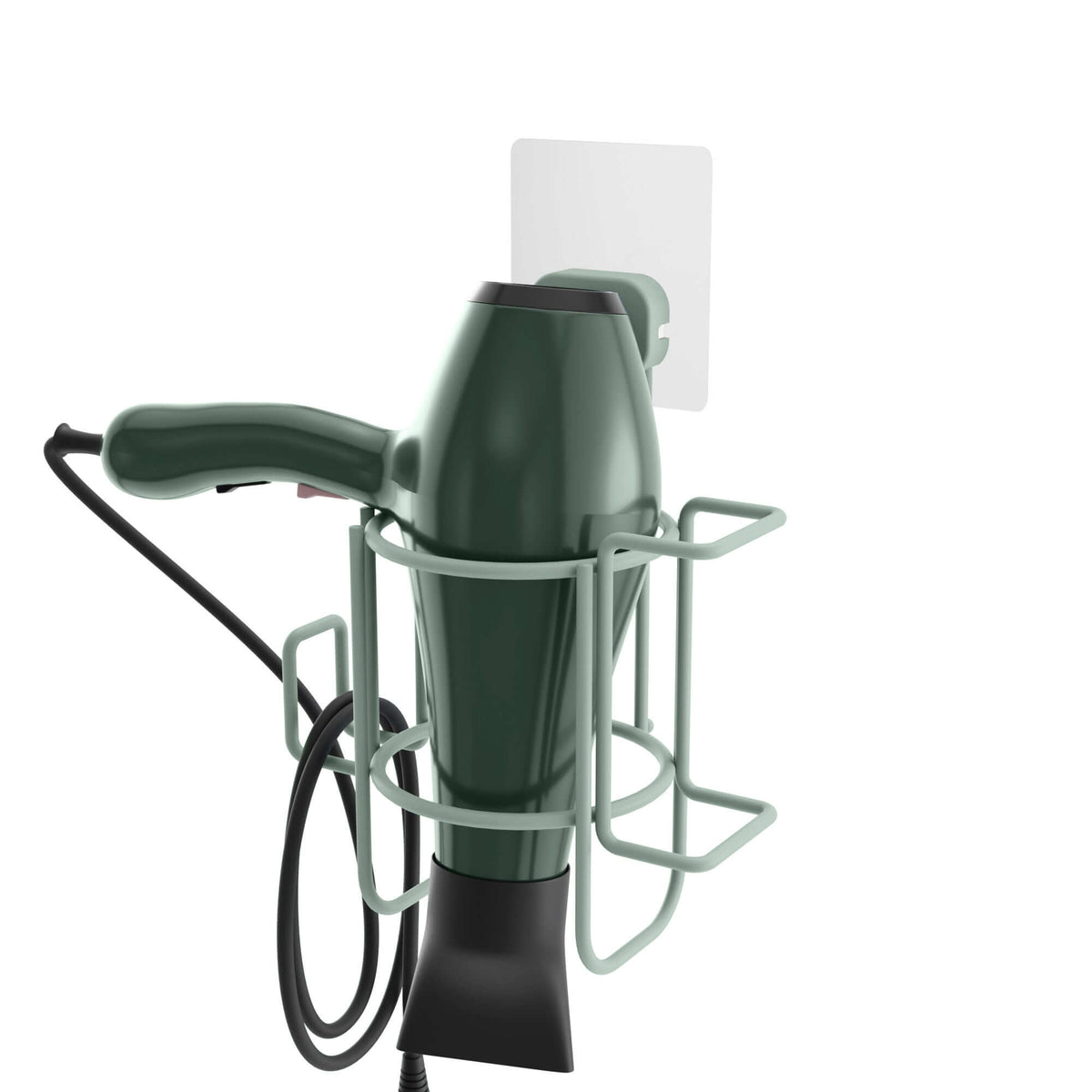 Porte sèche-cheveux auto-adhésif vert