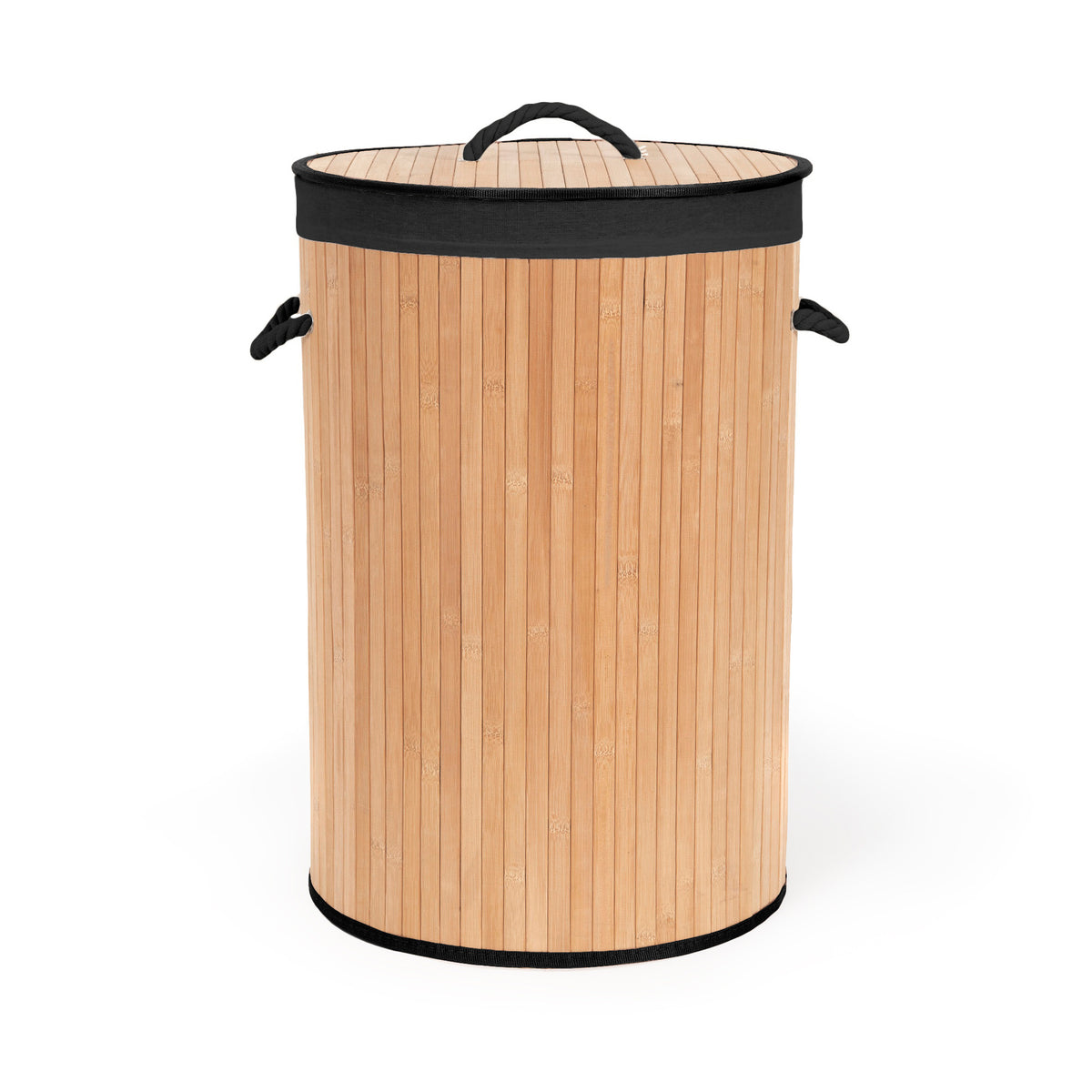 Panier à linge rond en bambou avec couvercle