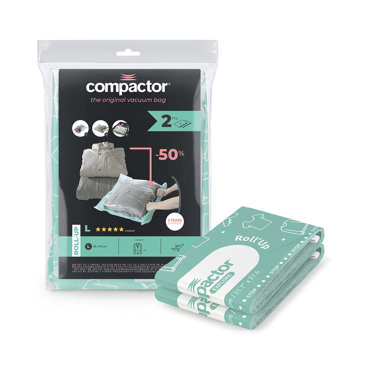 Lot 2 sacs sous vide de voyage Roll-up