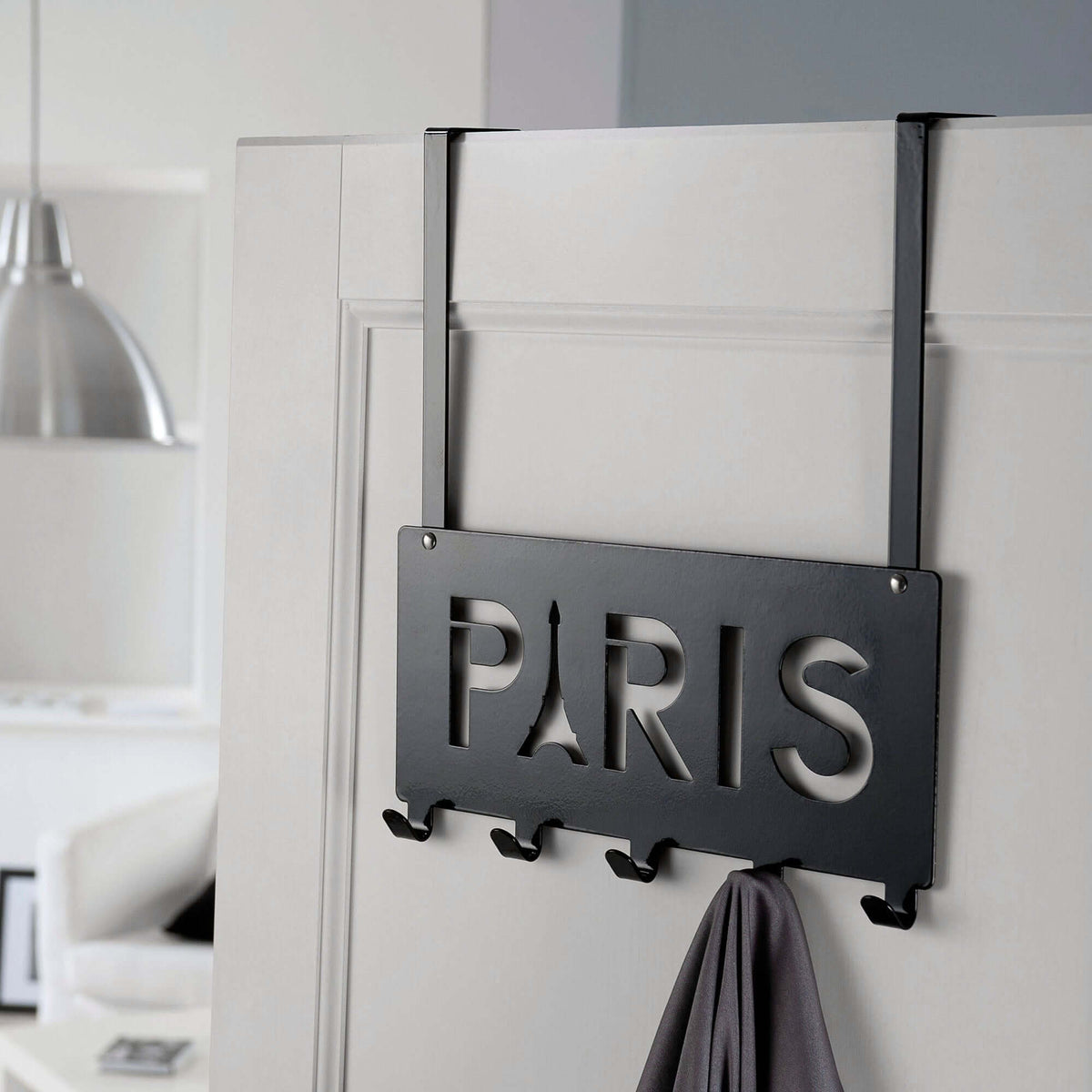 Gancio da porta in metallo Paris nero