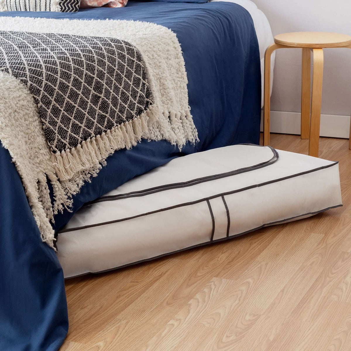 Funda almacenaje debajo de la cama Life blanca y gris