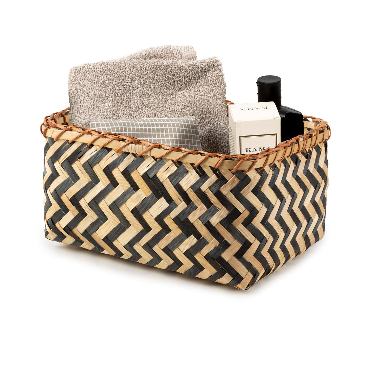 Panier de rangement bambou tressé L