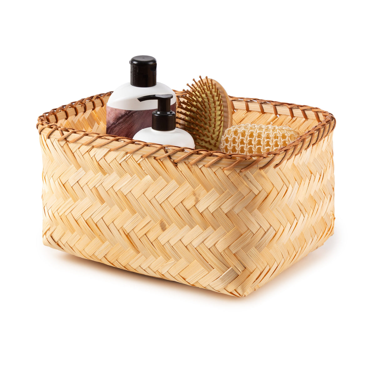 Panier de rangement bambou tressé L